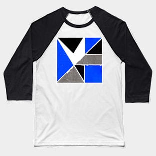 Inverted Blue Gray Black Geometric Abstract Acrylic Painting Baseball T-Shirt